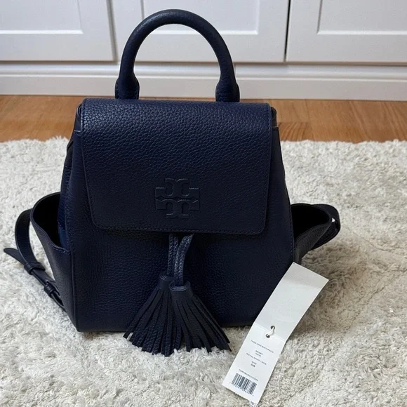 Tory Butch Mini Thea Backpack Navy Blue - Picture 1 of 10